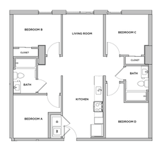 D6 - 4x2 Primary Bedroom Shared Bathroom floor plan